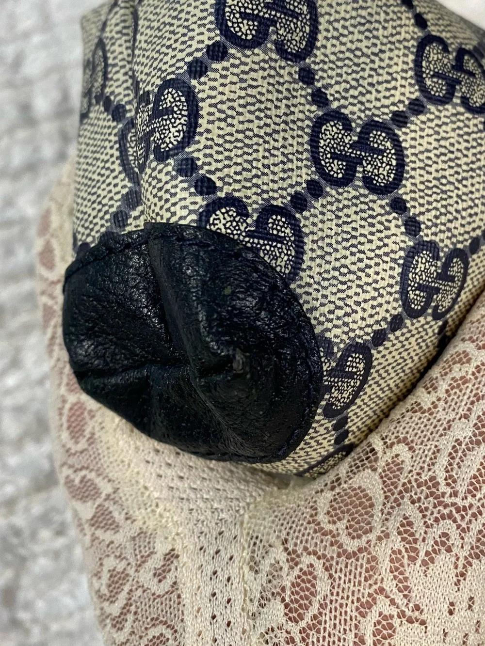 Vintage Gucci navy GG monogram canvas mini pouch